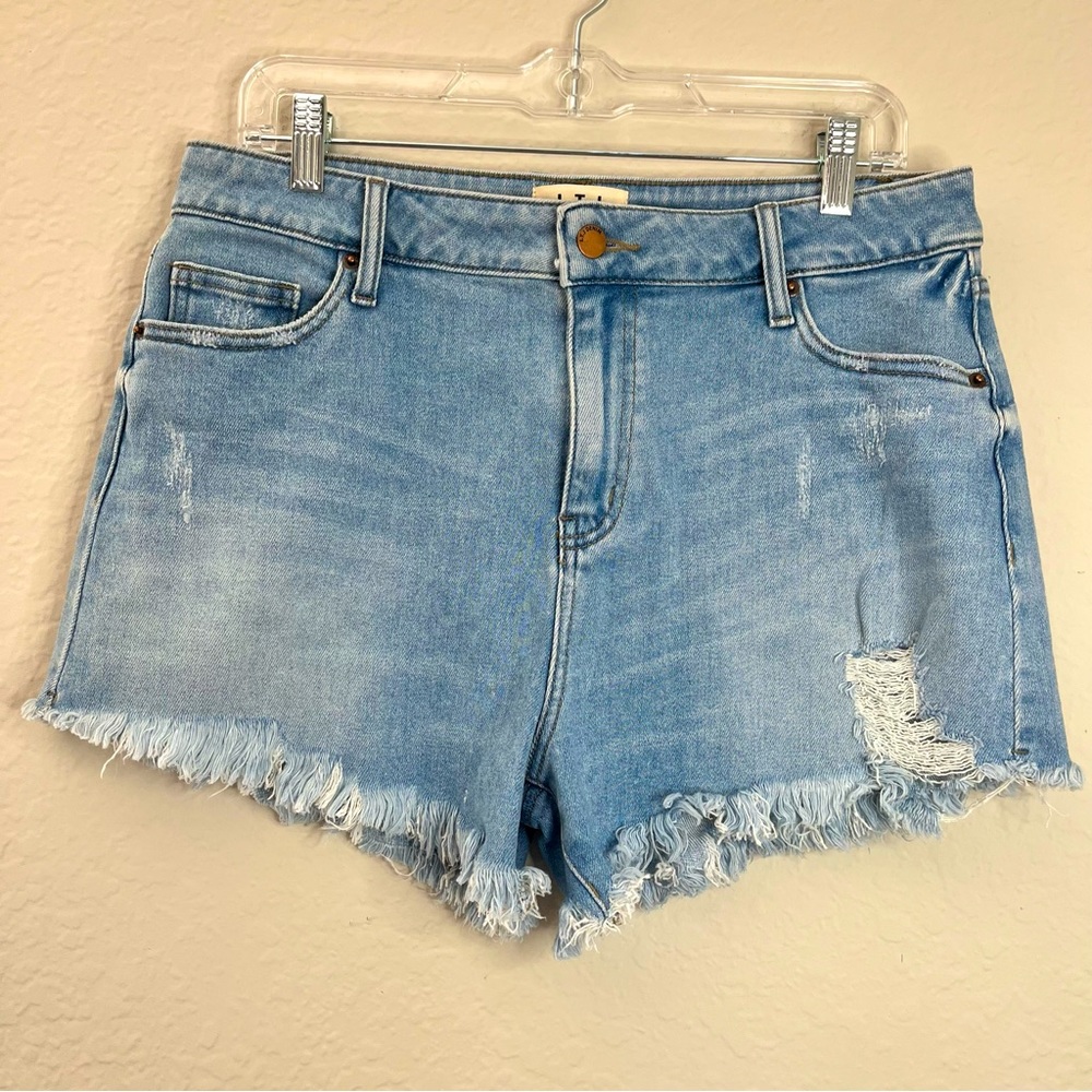 L.T.J Letters to Juliet Mid Rise Denim Shorts Distressed Light Blue Jeans Sz XL